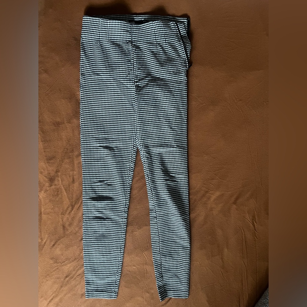 Zara Black and White Checkered Ankle Pants
